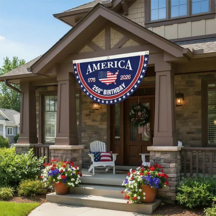 America 250th Birthday Semicircular Flag Banner