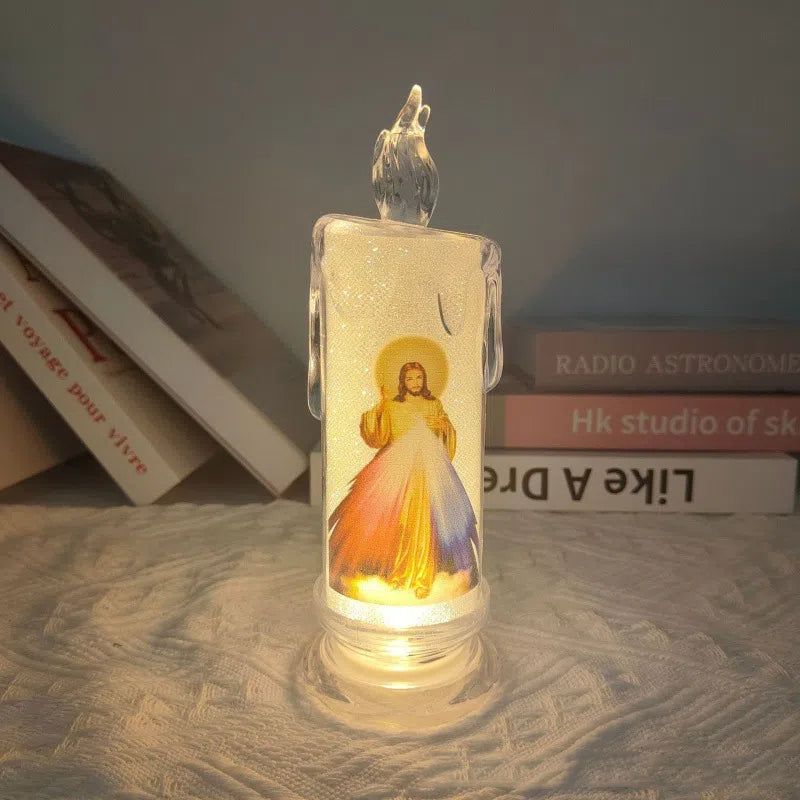 🕯️🕯️LED Prayer Flameless Candles, Jesus Saints Religious Decoration, Christmas Easter gift