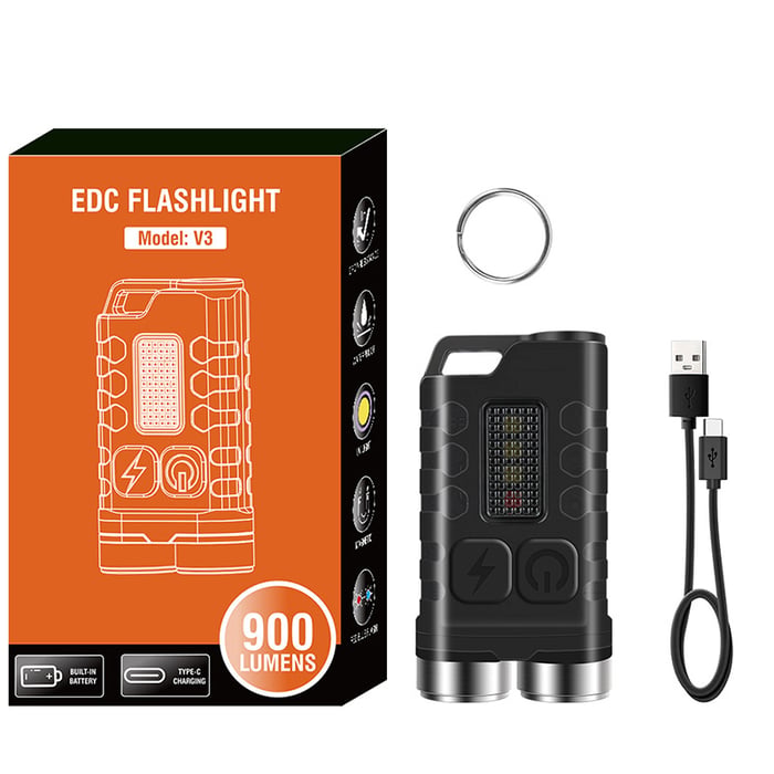 Small Powerful EDC Flashlight with Red UV Blue Light -Super Bright 900LM