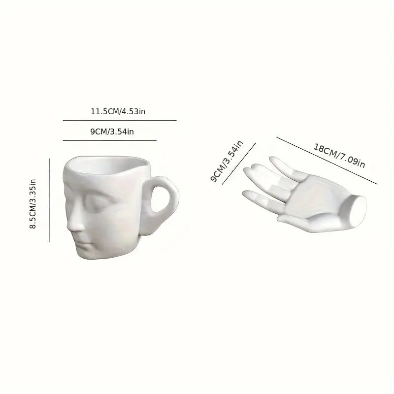🔥🔥 Hot Sale - Ceramic Face Coffee Cup with Dish and Spoon
