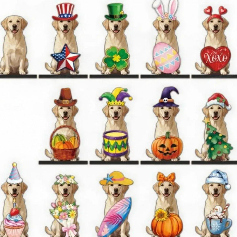 🐾 Interchangeable Seasonal Animal Wooden Decor Set