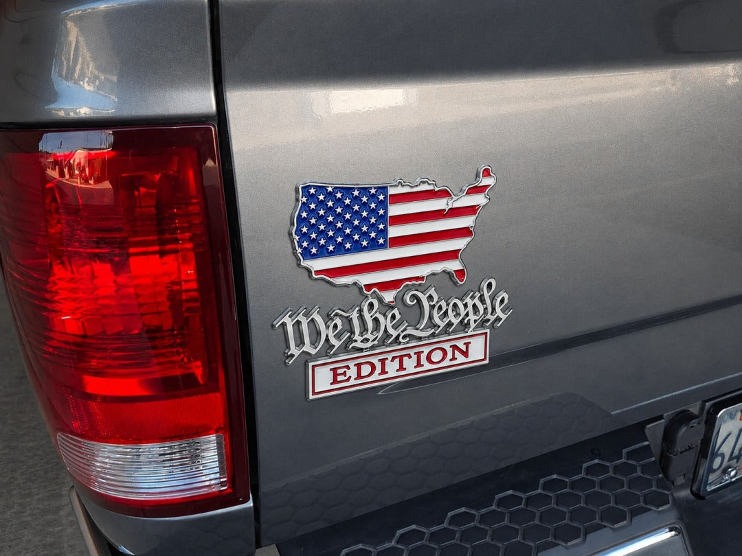 We The People Patriot Flag Edition Car Emblem Metal Badge - Made in America