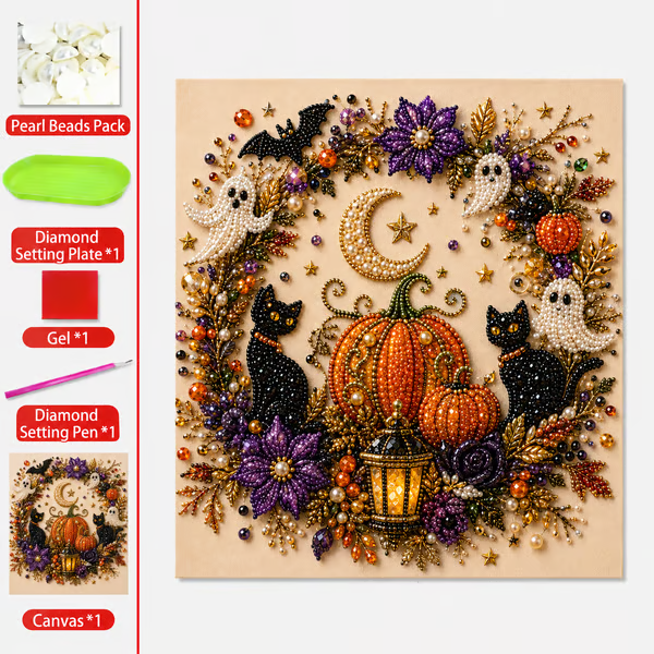 π»β¨ Halloween Ghost Pearl Art DIY Kit β Create a Sparkling Spooky-Cute Masterpiece for Your Home