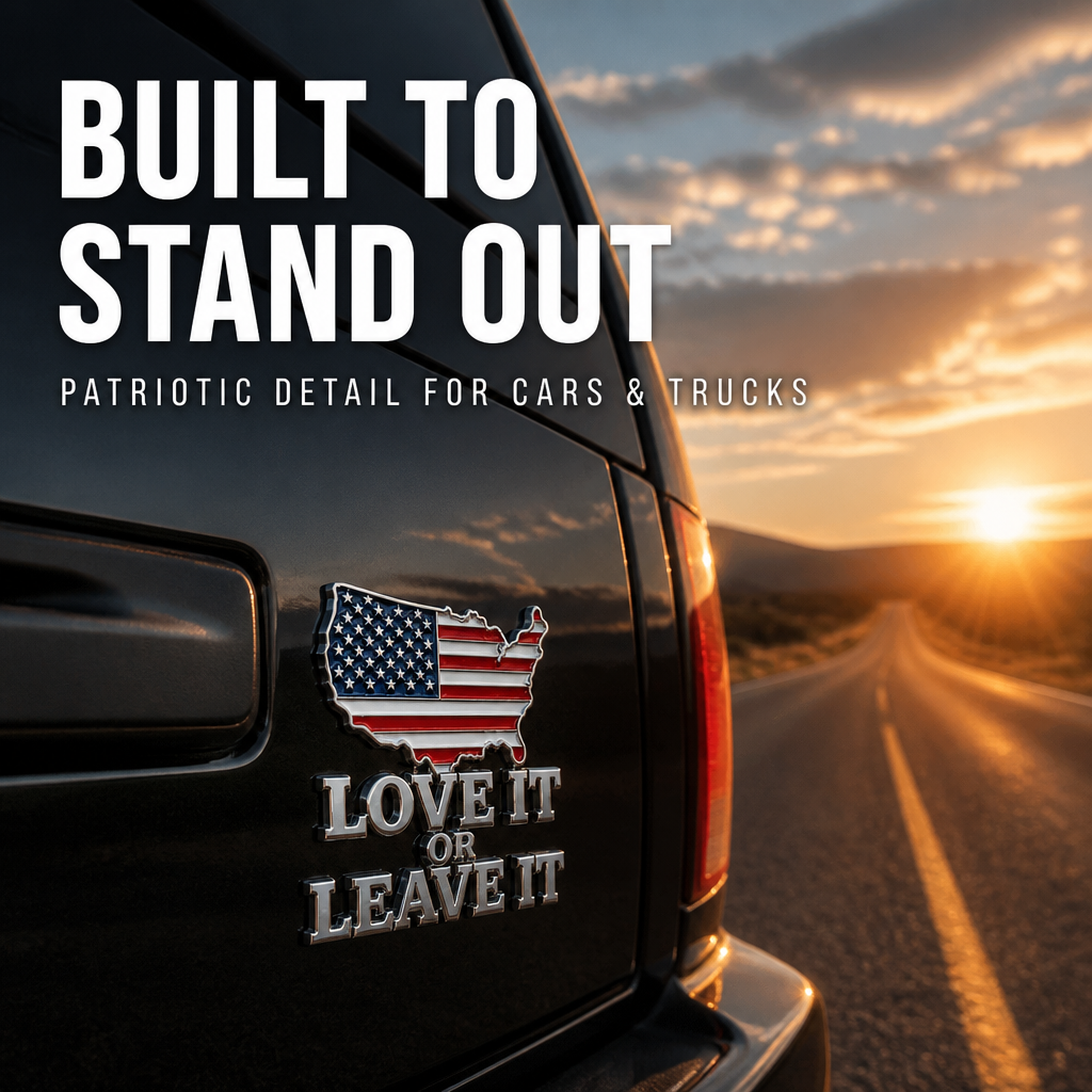 “LOVE IT OR LEAVE IT” USA Flag Emblem Car Badge