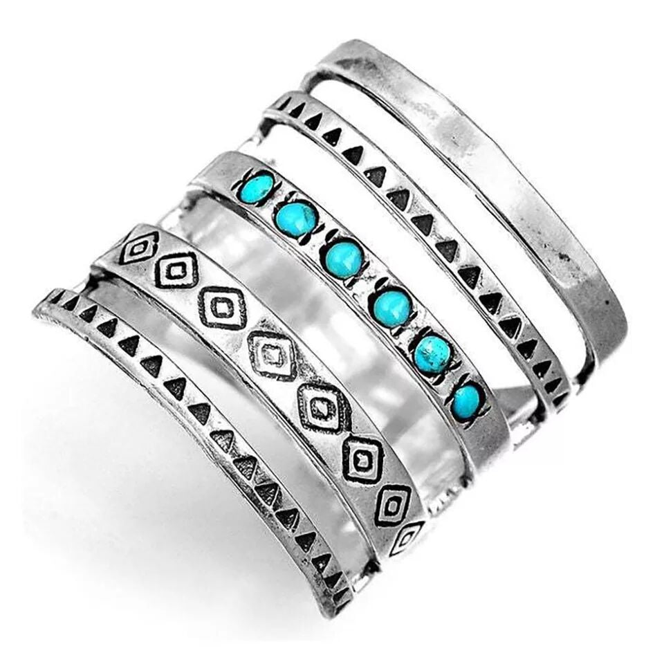 🔥Hot Sale 49% OFF🎁Sterling Silver Bohemian Openwork Carved Turquoise Ring