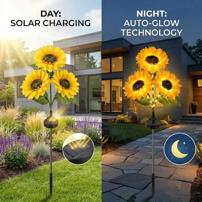 🔥Hot Sale 50% off🌟🌻 Solar Powered LED Sunflower Garden Lights Set
