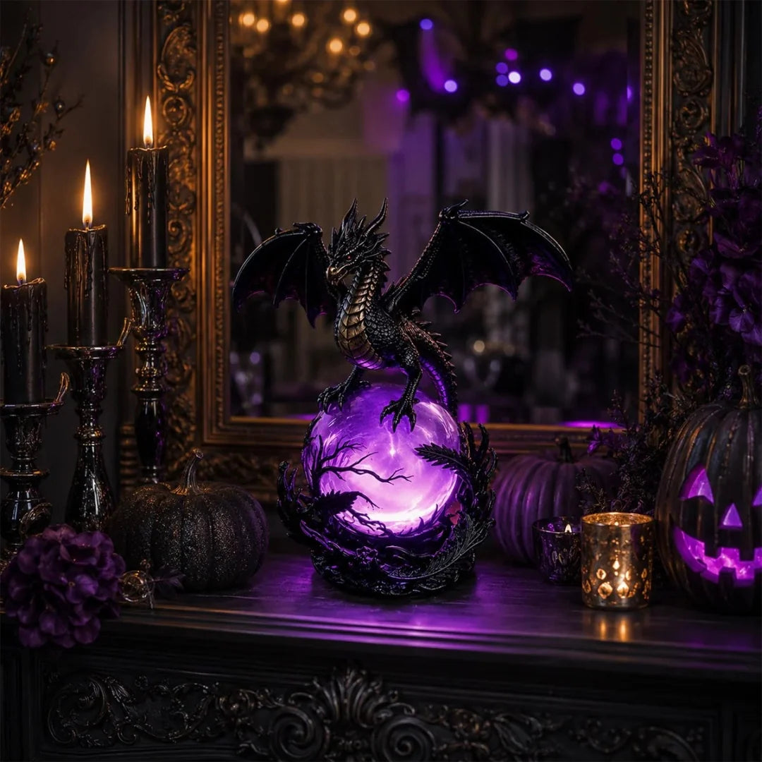🔮🐉Gothic Dragon LED Crystal Ball Lamp for Dark Aesthetic Decor