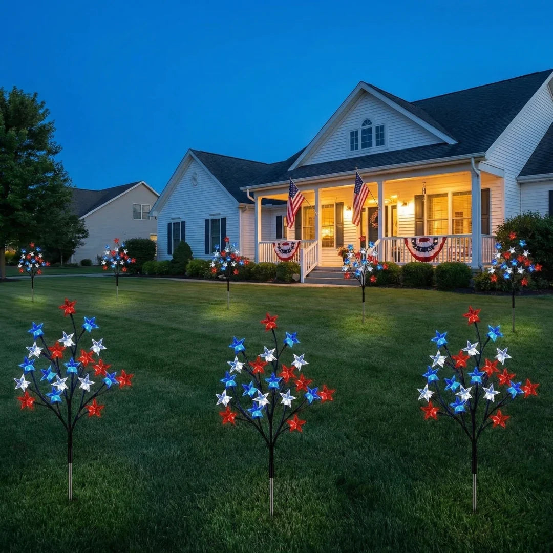 Solar Patriotic Star Lights for Outdoor Decor
