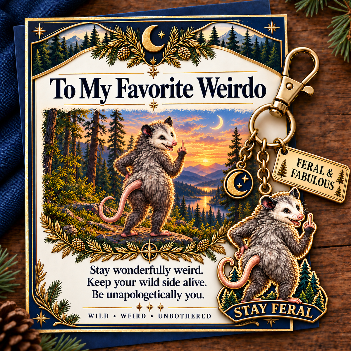 π₯Last Day 50% OFF "To My Favorite Weirdo" Funny Bigfoot Keychain & Gift Card Set π²π - Sassy Gag Gift for Best Friends