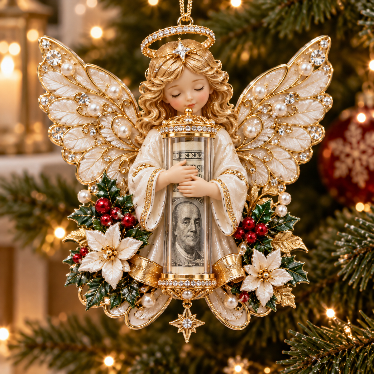 π Christmas Angel Cash Holder Ornament