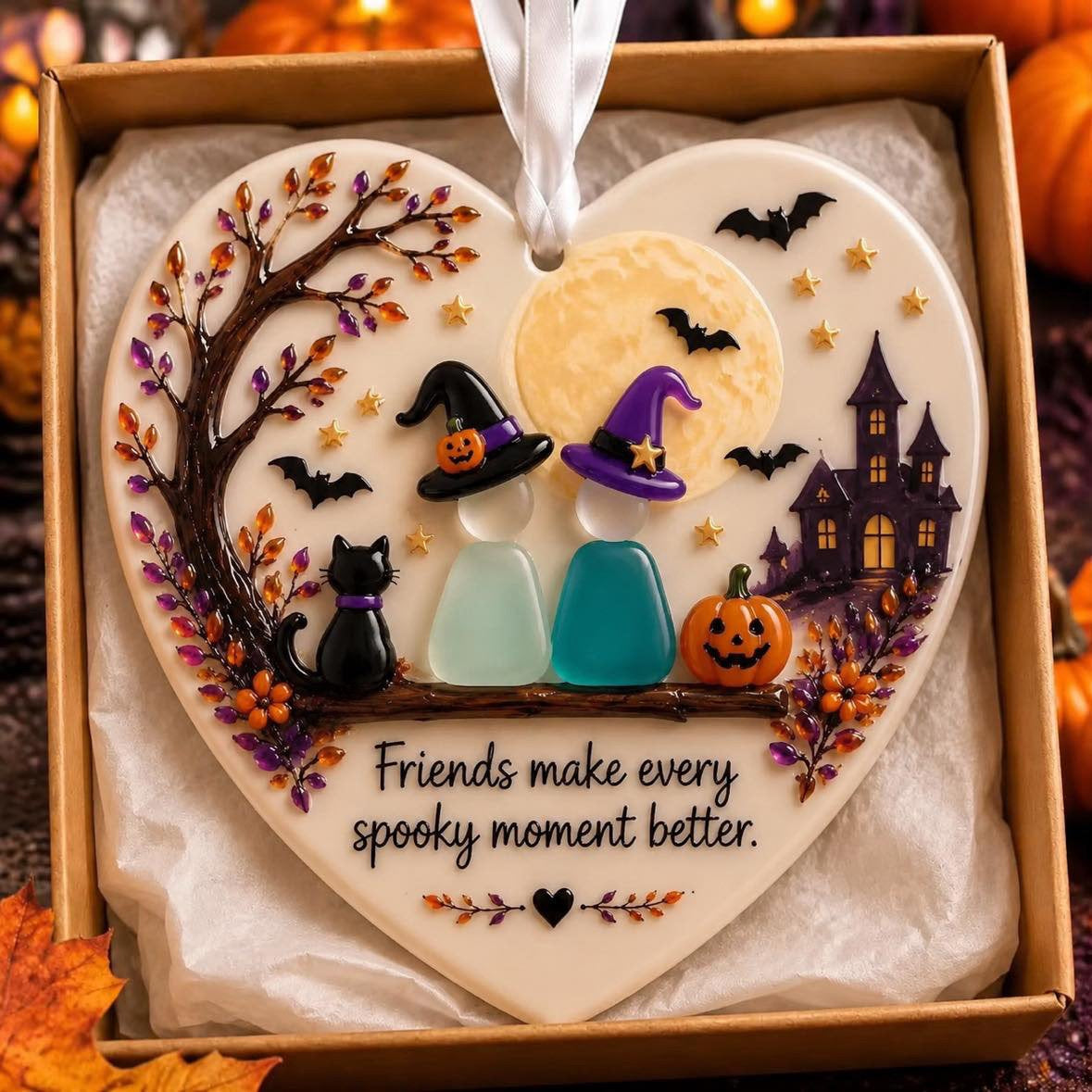 π Halloween Friendship Sea Glass Ornament