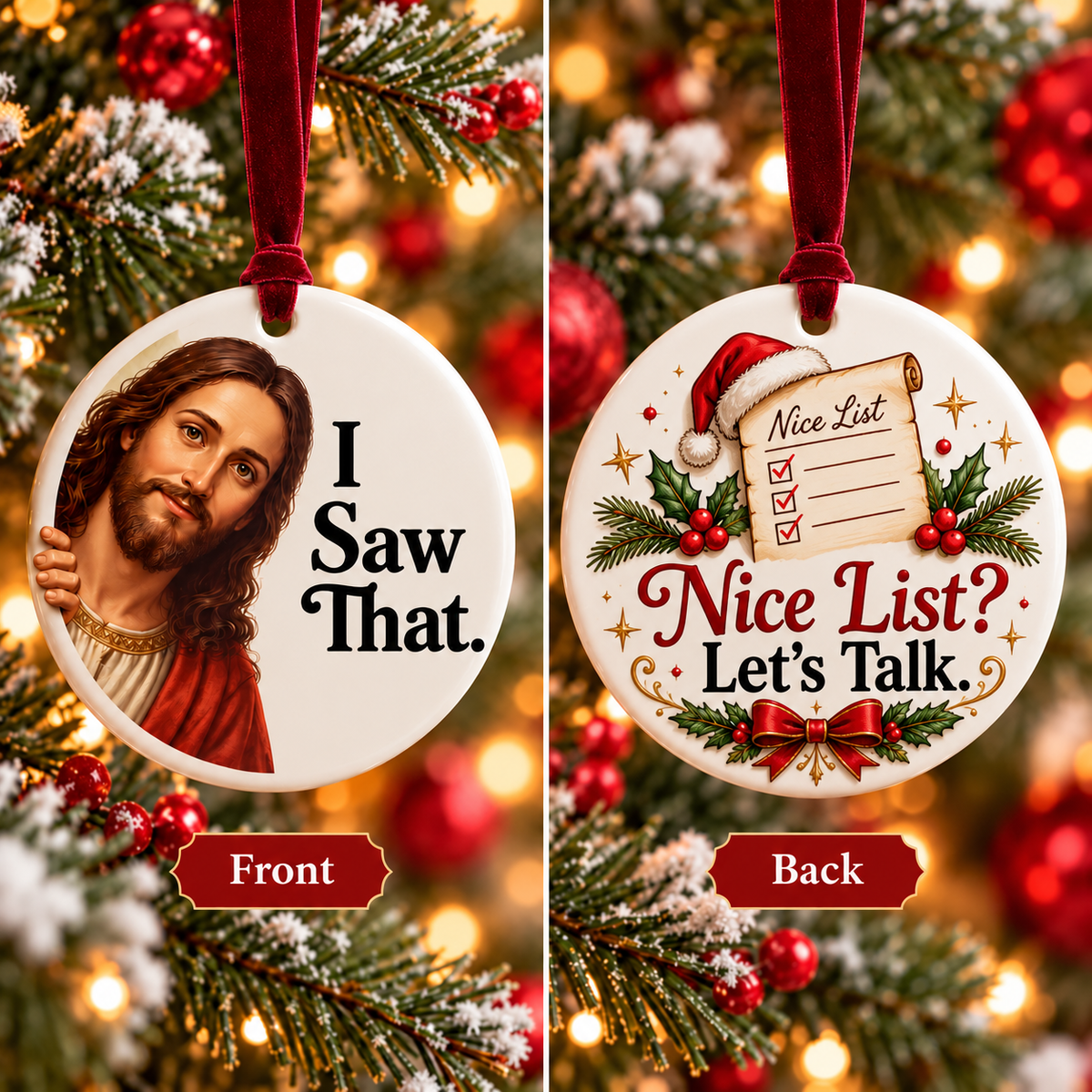 βοΈπ I Saw That! β Funny Jesus Christmas Ornament