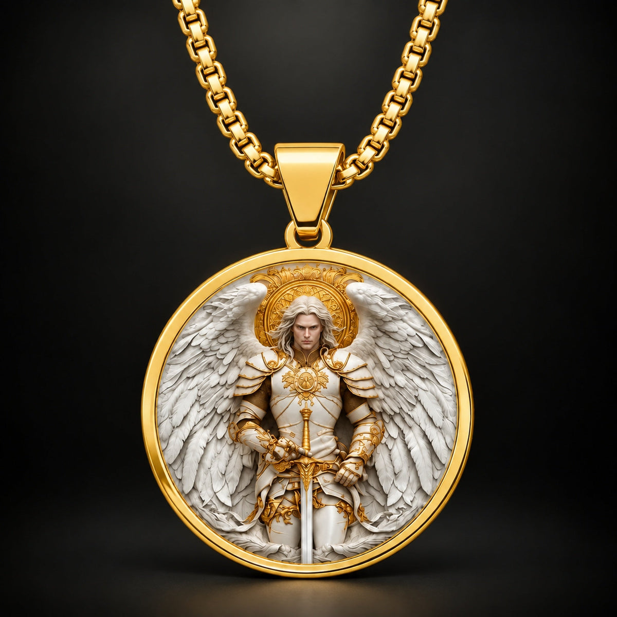 Angel Warrior Pendant Necklace for Men — Faith, Strength & Protection