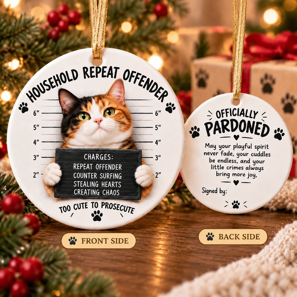 ๐ผ Cat Mugshot Ornament Collection