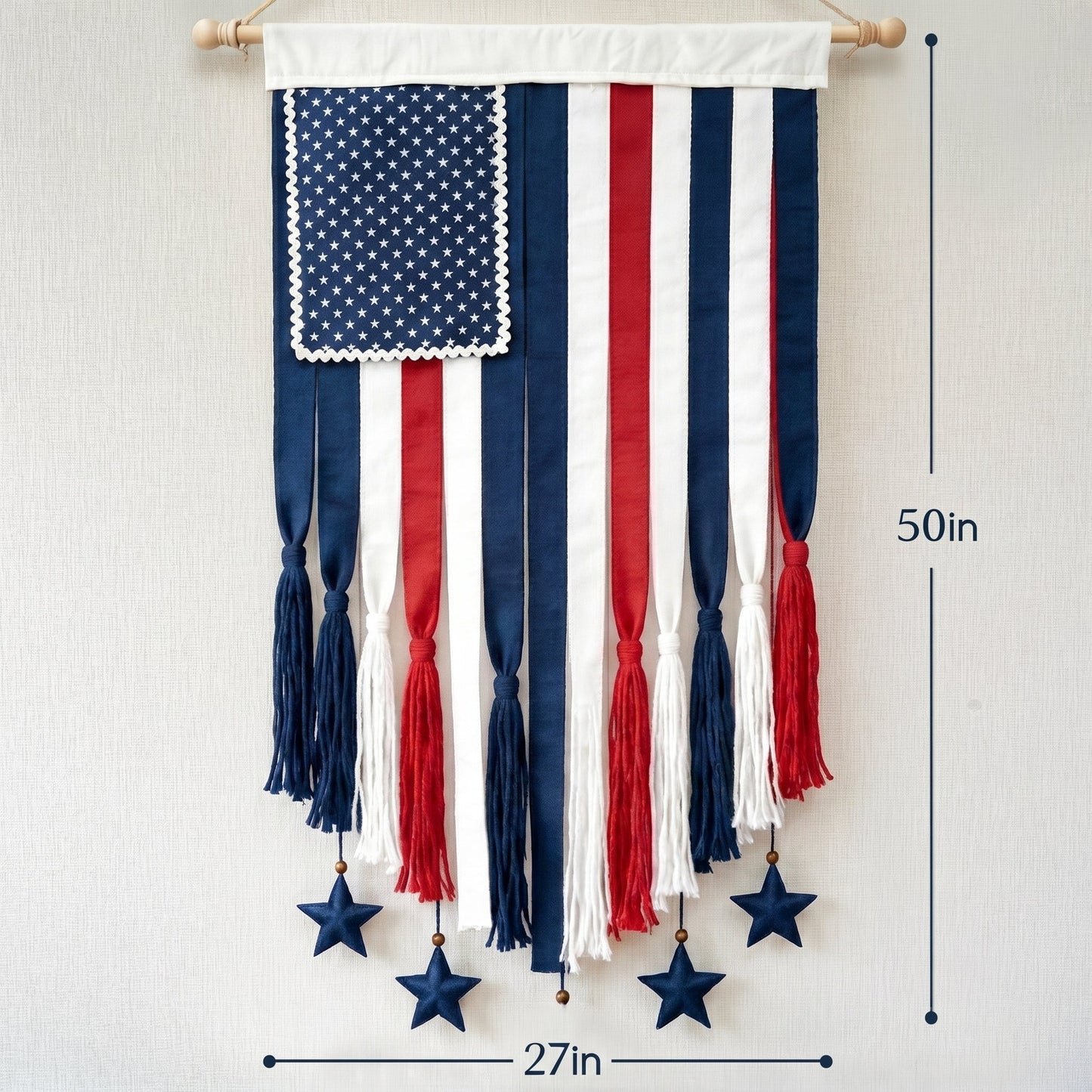 🎉250th Anniversary Special Boho American Flag Tassel Wall Hanging, Patriotic 4th of July Decor (4 Styles)