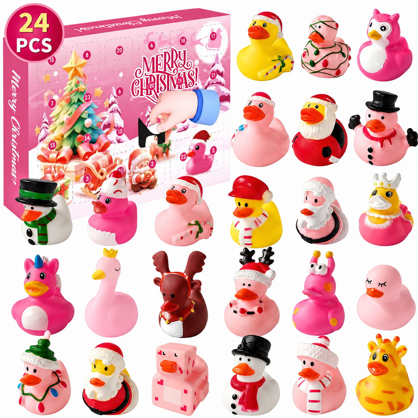 π
24 Pcs Countdown Christmas Rubber Ducks Advent Calendar