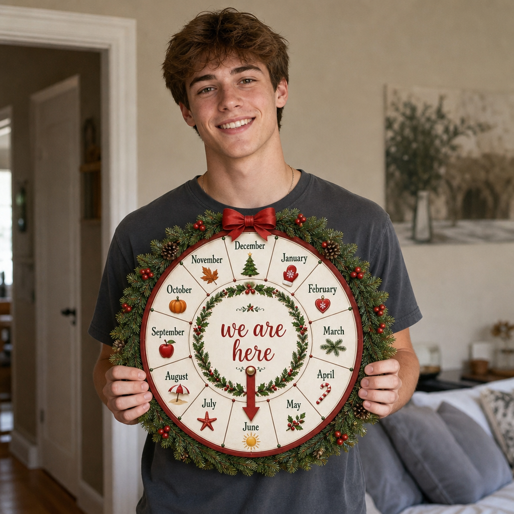 Christmas Countdown Wooden Month Wheel