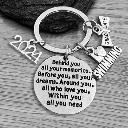2024 Graduation Keychain-Behind You All Your Memories Before You All Your Dreams