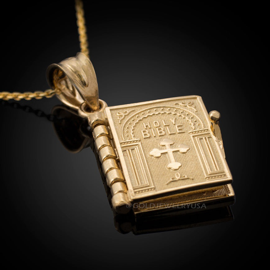 📖Openable Bible Book Christian Necklace