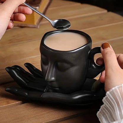 🔥🔥 Hot Sale - Ceramic Face Coffee Cup with Dish and Spoon