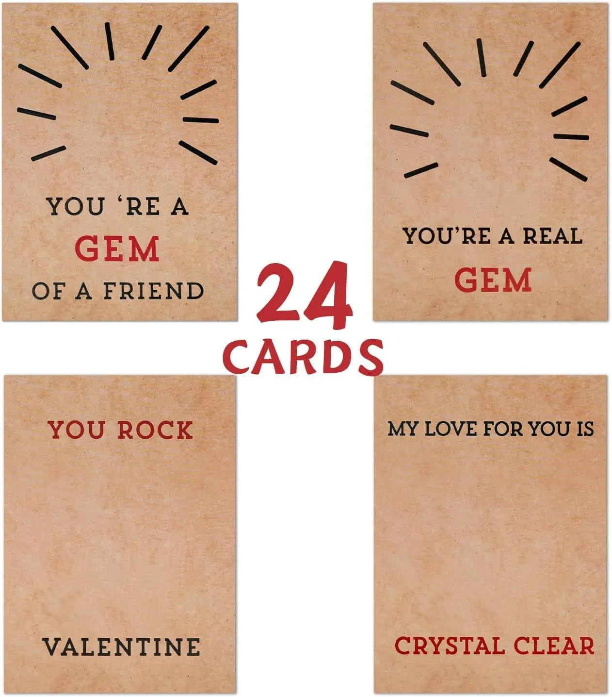 ❤24 Pack Valentines Cards with Heart