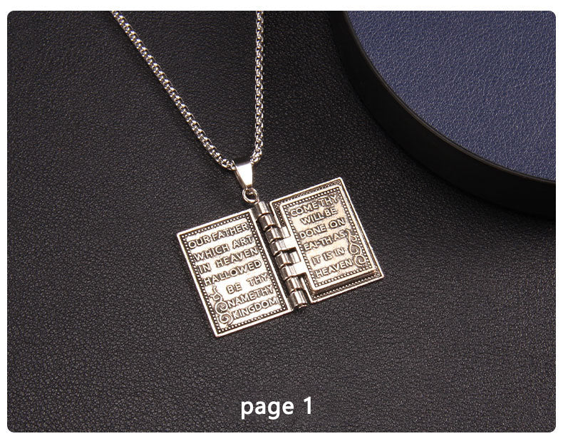 📖Openable Bible Book Christian Necklace