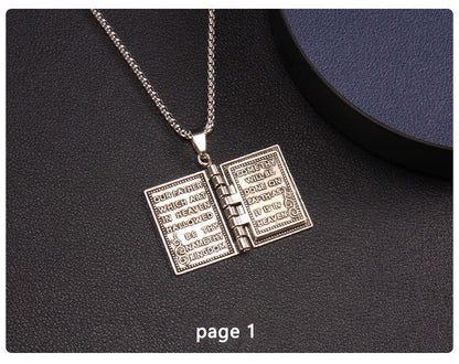 📖Openable Bible Book Christian Necklace
