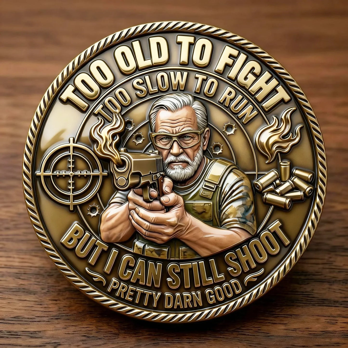 🎁Last Day 50% OFF - Too Old To Fight Still Shoot Challenge Coin