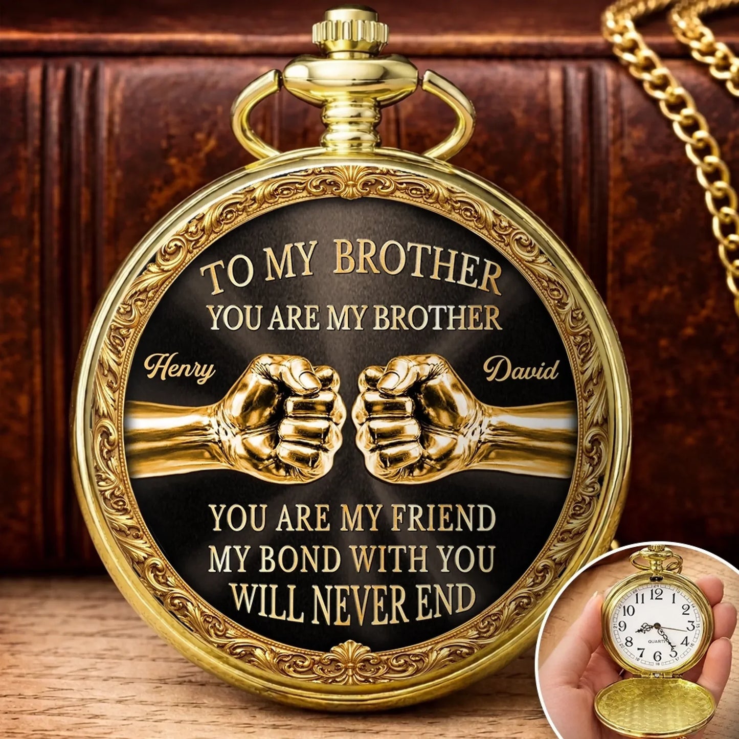 Custom Pocket Watch - Personalized Birthday Gifts For Brother - Forever Loyal As Brothers