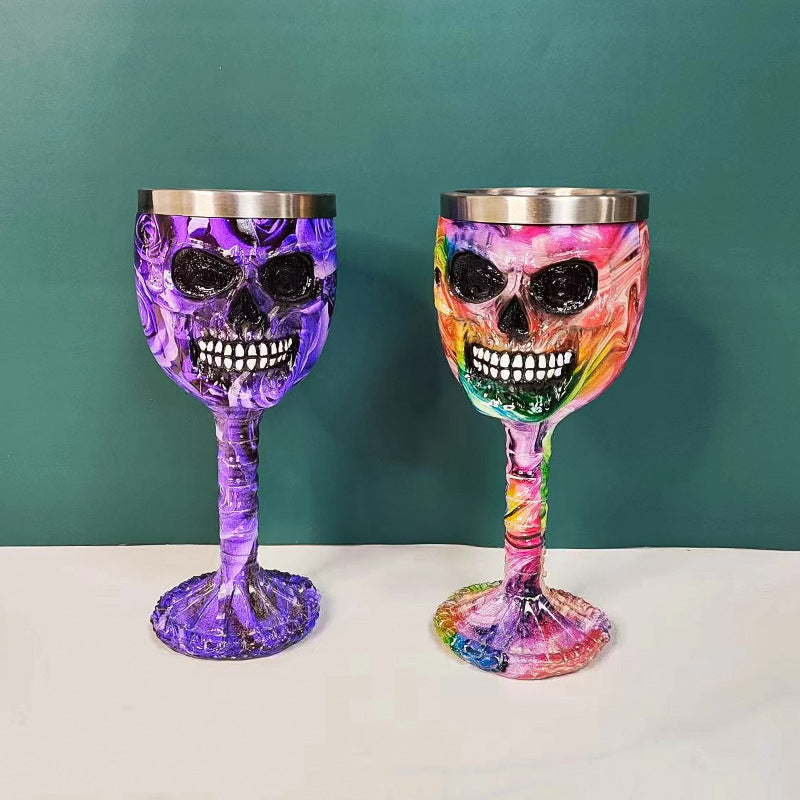 🥂Horrible Resin Stainless Steel Skeletal Wine Goblet