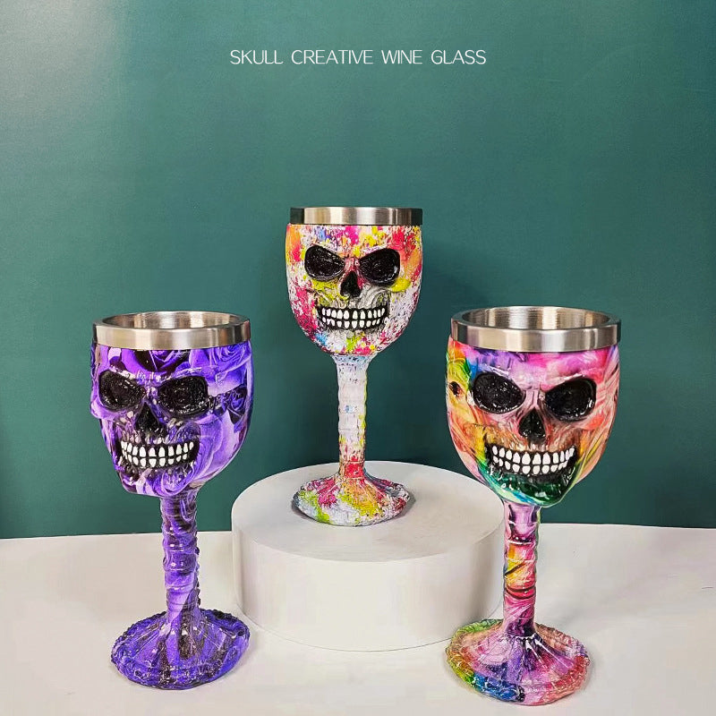 🥂Horrible Resin Stainless Steel Skeletal Wine Goblet