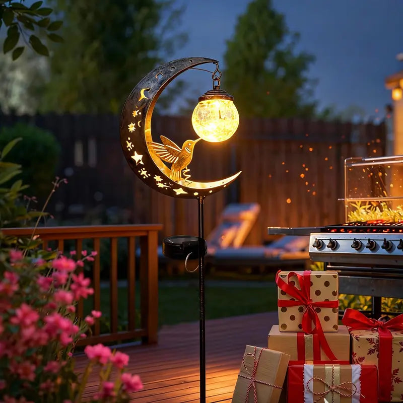 🌕🌟Solar Moon & Hummingbird Garden Stake Light