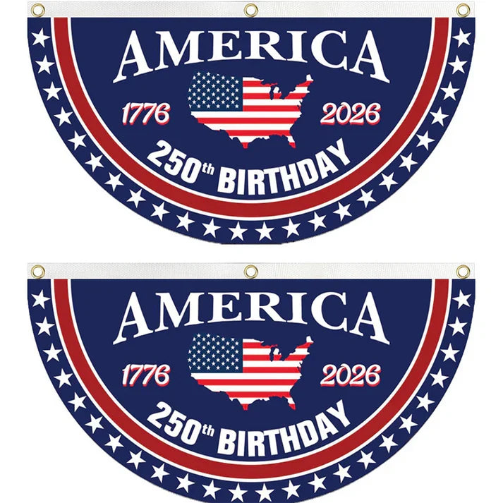 America 250th Birthday Semicircular Flag Banner