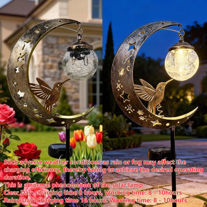 🌕🌟Solar Moon & Hummingbird Garden Stake Light