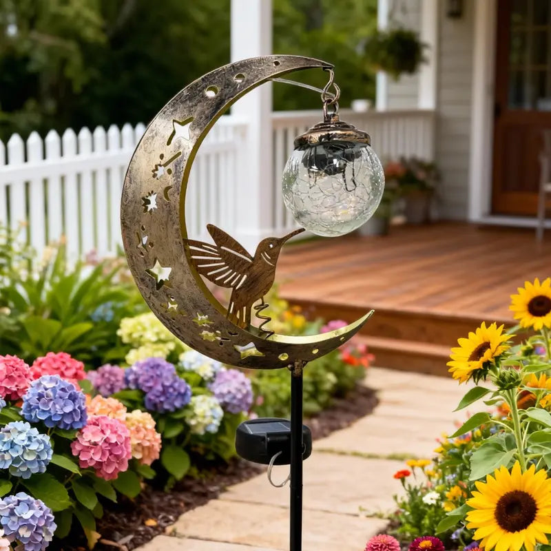 🌕🌟Solar Moon & Hummingbird Garden Stake Light