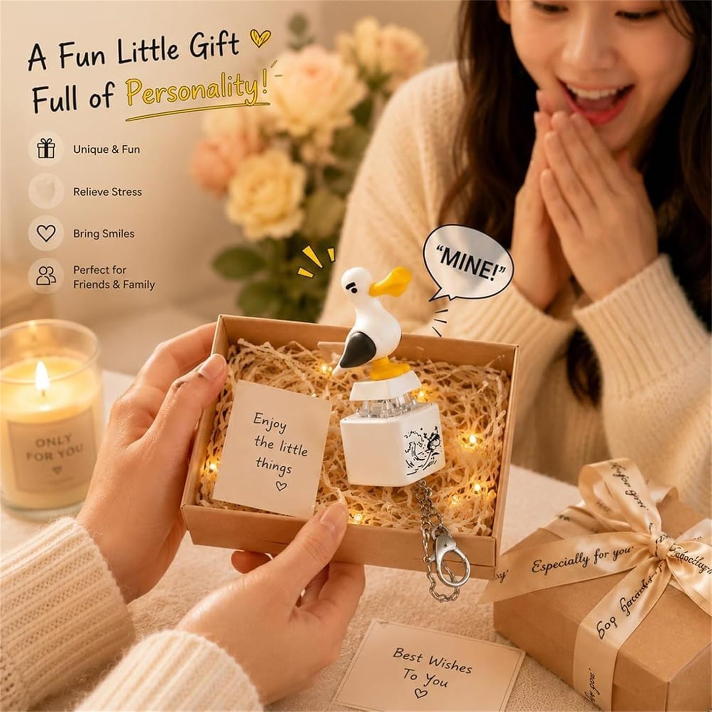 🐦 The "MINE!" Seagull Clicker – RGB Mechanical Fidget Keychain