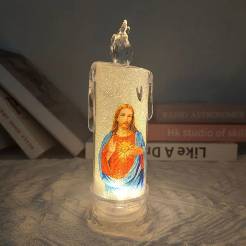 🕯️🕯️LED Prayer Flameless Candles, Jesus Saints Religious Decoration, Christmas Easter gift