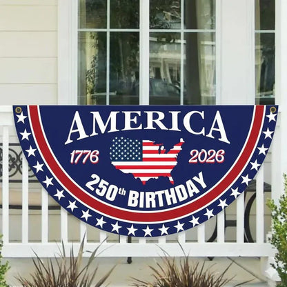America 250th Birthday Semicircular Flag Banner