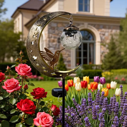🌕🌟Solar Moon & Hummingbird Garden Stake Light