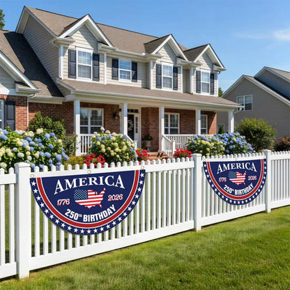 America 250th Birthday Semicircular Flag Banner