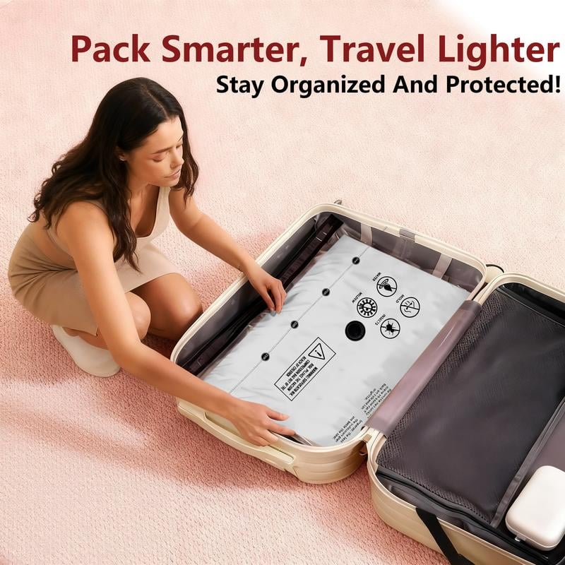 Cordless Travel Vacuum Storage Compression Bag Set – 15-Pack in 3 Sizes – USB Rechargeable Handheld Pump