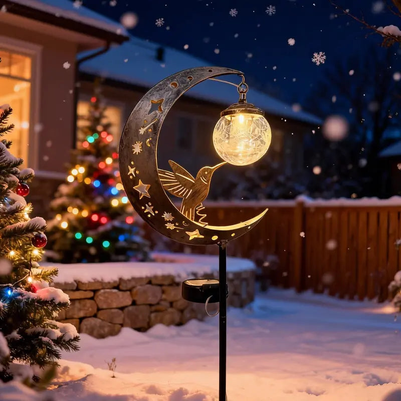 🌕🌟Solar Moon & Hummingbird Garden Stake Light