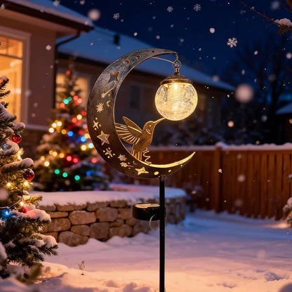 🌕🌟Solar Moon & Hummingbird Garden Stake Light