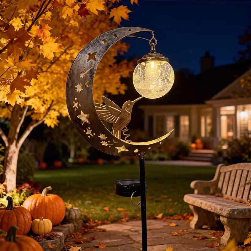 🌕🌟Solar Moon & Hummingbird Garden Stake Light