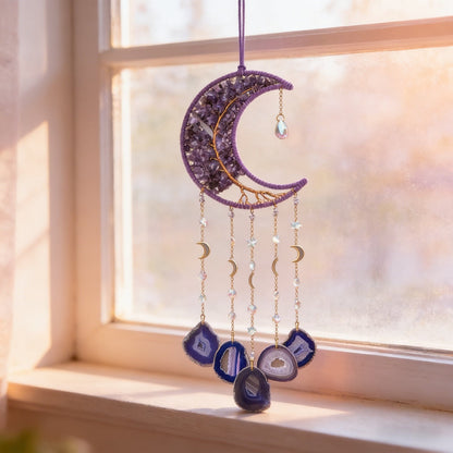 🌙 Amethyst Moon Tree of Life Suncatcher Wind Chime