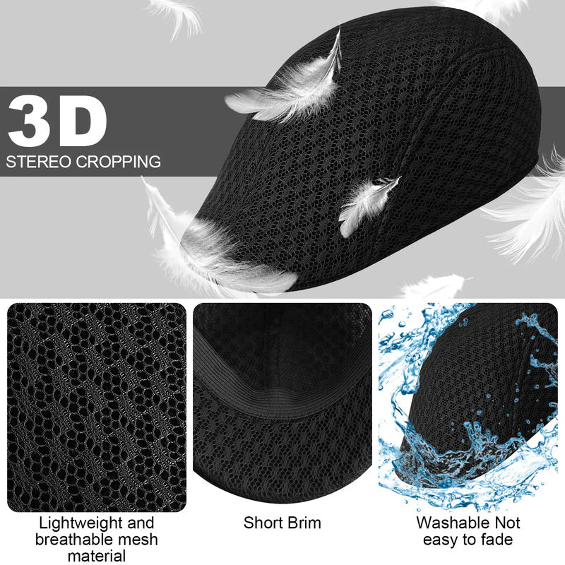 UPF50+ Mesh Flat Cap Men Breathable Duckbill Beret 56-58cm