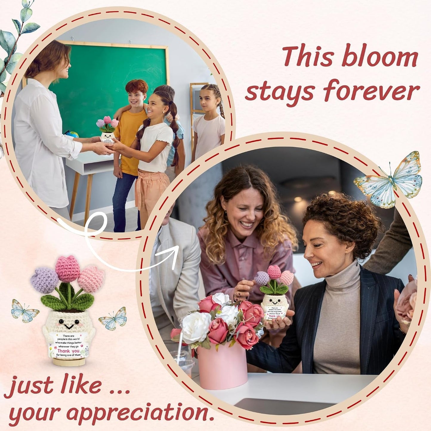 Handmade Crochet Tulip Thank You Gift – Heartfelt Appreciation Keepsake for Teachers, Coworkers, Bosses & Loved Ones