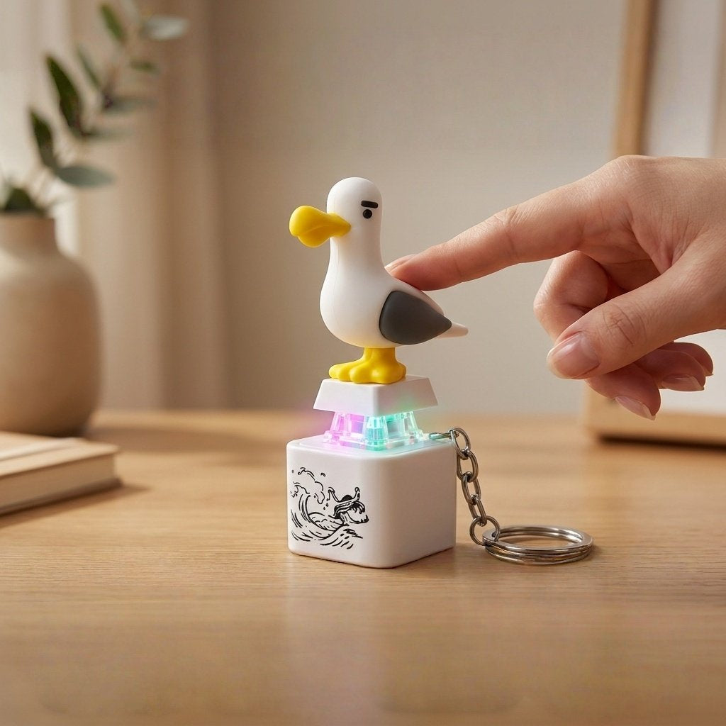 🐦 The "MINE!" Seagull Clicker – RGB Mechanical Fidget Keychain