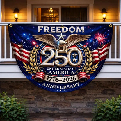 USA 250th Anniversary Fan Flag: Semiquincentennial 1776-2026 Patriotic Eagle Outdoor Banner