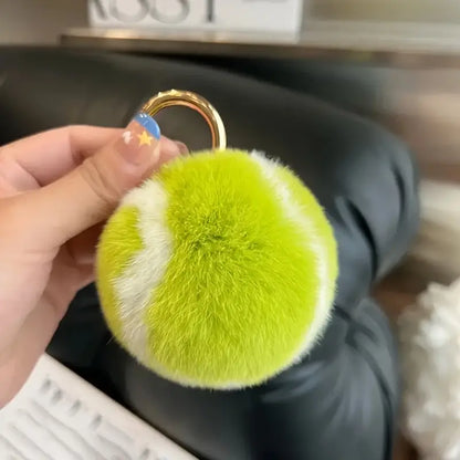 Rex Rabbit Fuzzy Tennis Ball Keychain